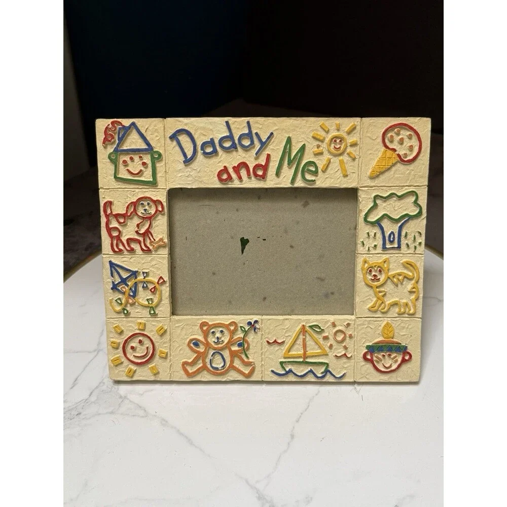 Vintage FIGI Graphics Daddy and Me  picture frame Resin 8” X 6.5” Fathers Day